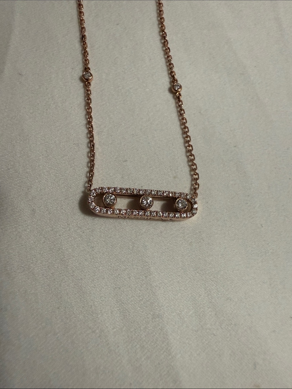 Delicate Rose Gold Bar Necklace with Pavé Accents